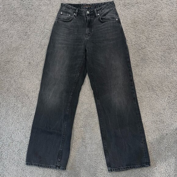NUDIE JEANS CO. CLEAN EILEEN JEANS IN SHIMMERING BLACK WASH  WIDE LEG - W27 L 28 - Picture 1 of 16